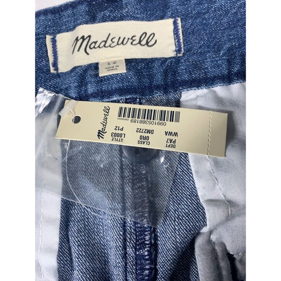 MADEWELL  Wide Leg Jeans Size 12 Blue Denim Trouser NWT Bohemian 70s Culottes - Picture 6 of 12
